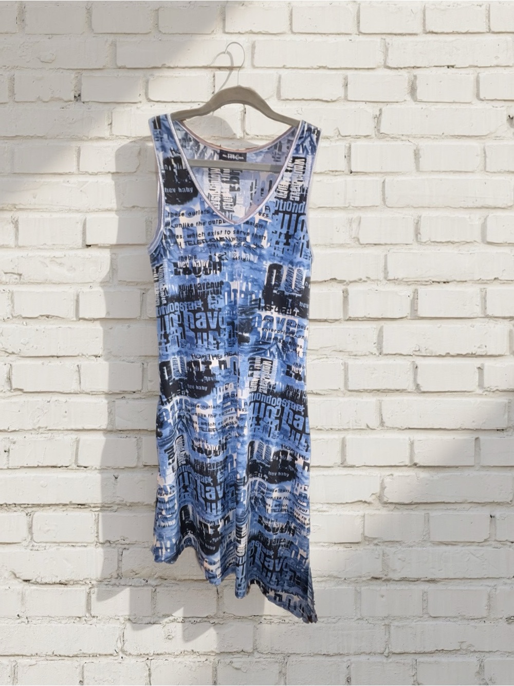 Y2K Mesh Blue Graphic Sleeveless Dress